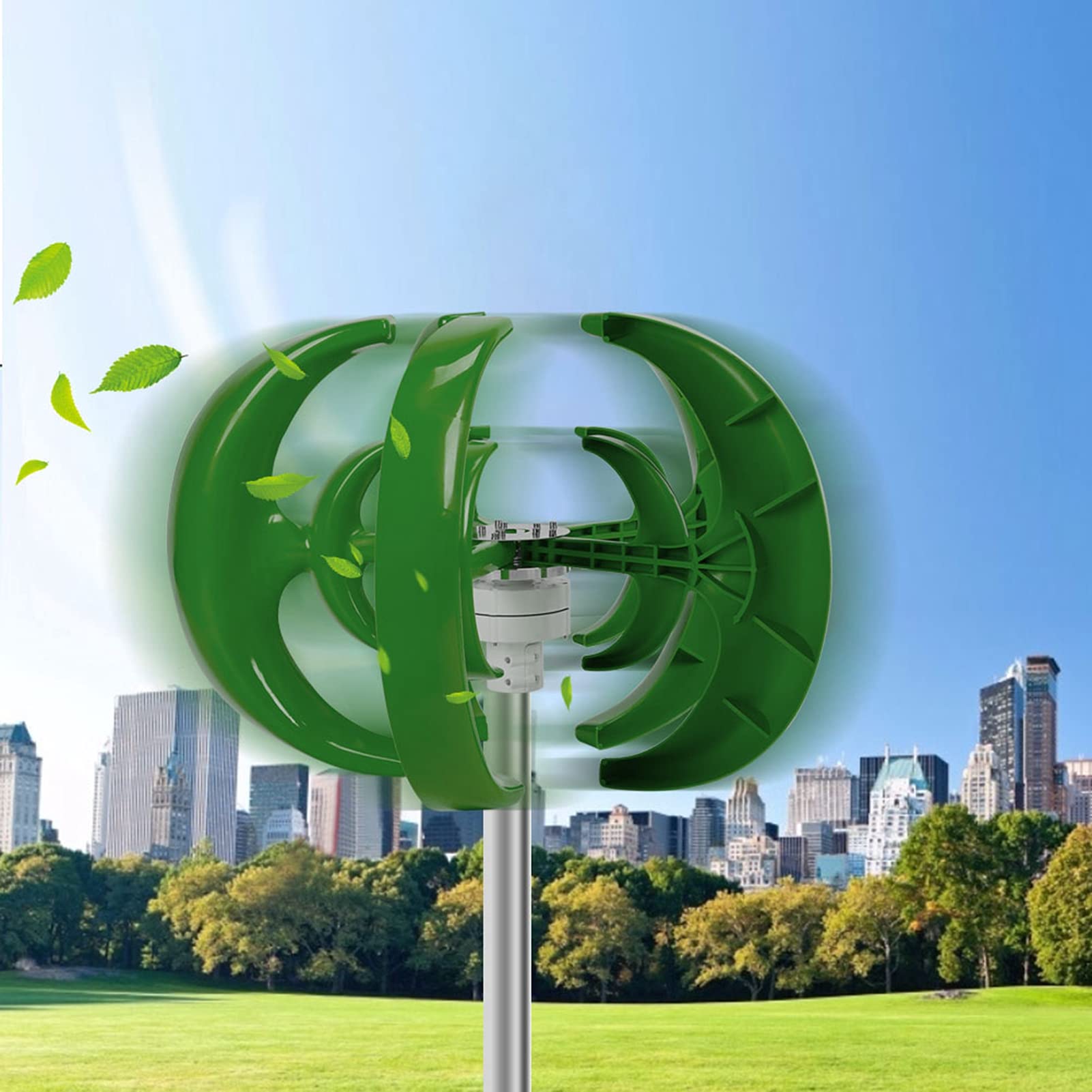 800W Verde Turbina Eolica Lanterna Verticale Assi Turbina Eolica 5 Lame Generatore Eolico Generatore Eolico Kit (48V)