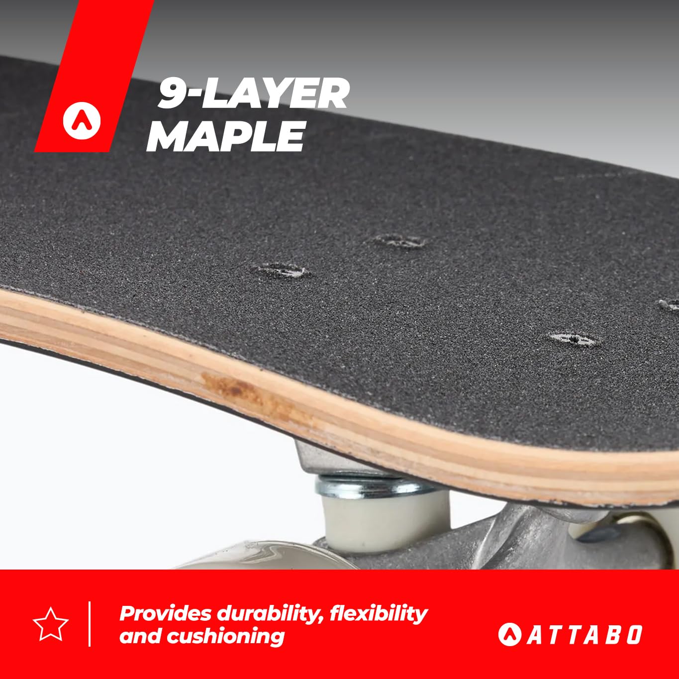 ATTABO Skateboard per adulti Ollie verde 8" x 31" – 9 strati in legno d'acero 5" assi in alluminio, ruote 52 x 36 mm, cuscinetti a sfera ABEC-7, tavola antiscivolo per trucchi e tempo libero