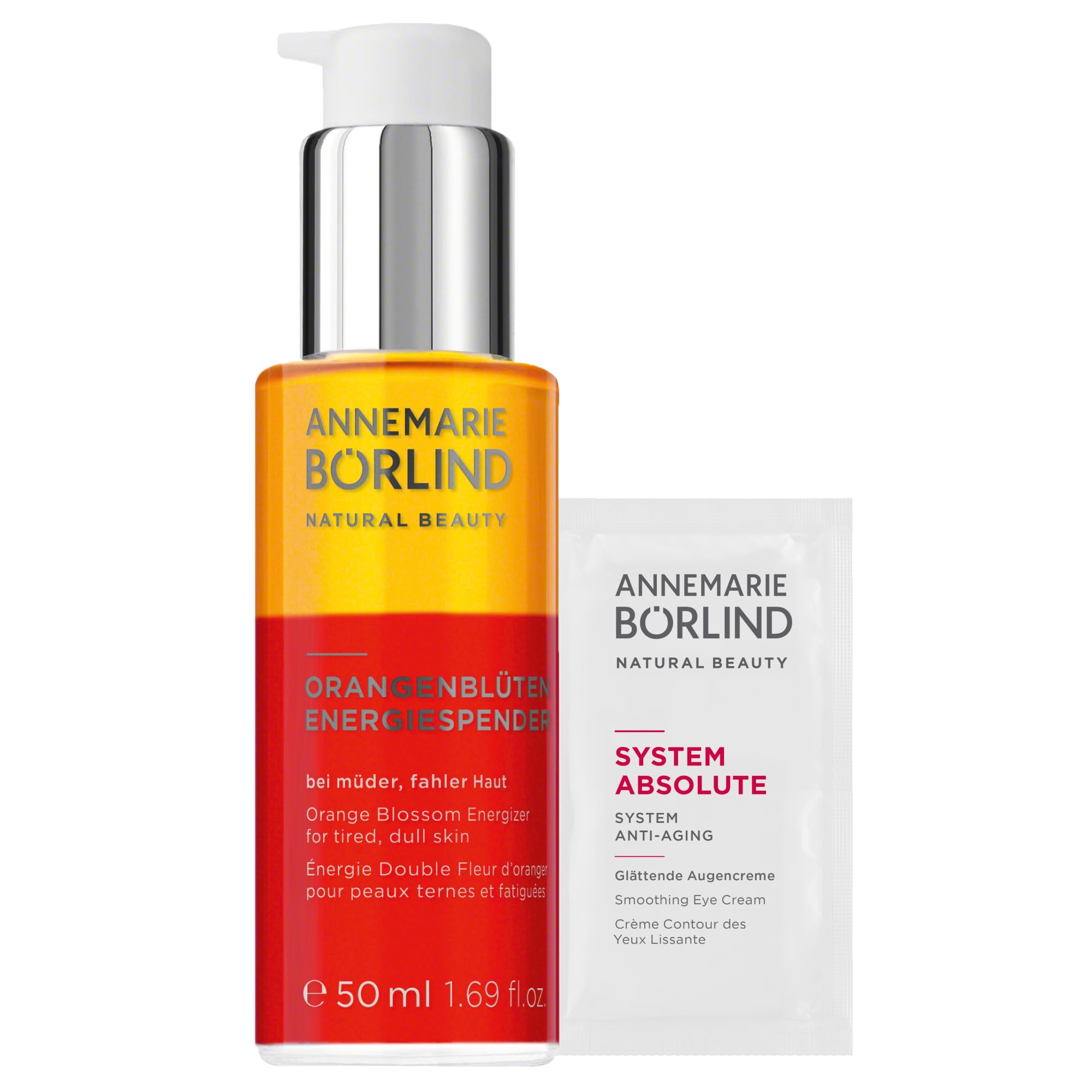 ANNEMARIE BÖRLIND ORANGENBLÜTEN ENERGIESPENDER (50ml) & Gratis System Absolute Augencreme Probe - Gesichtsöl für Glow & Frischen Teint, Pflege Für Spannkraft & Vitalität, Vegan
