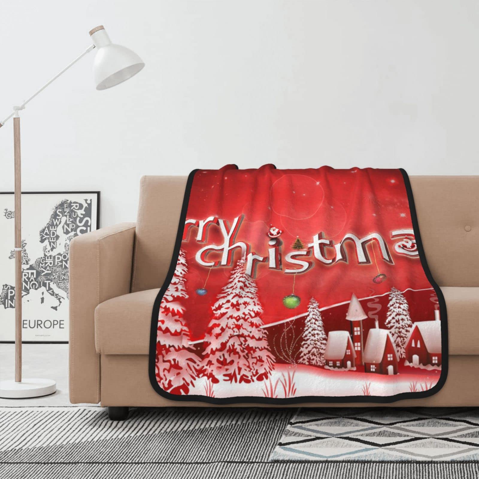 Couverture Noël flanelle haut de gamme au toucher velours double face