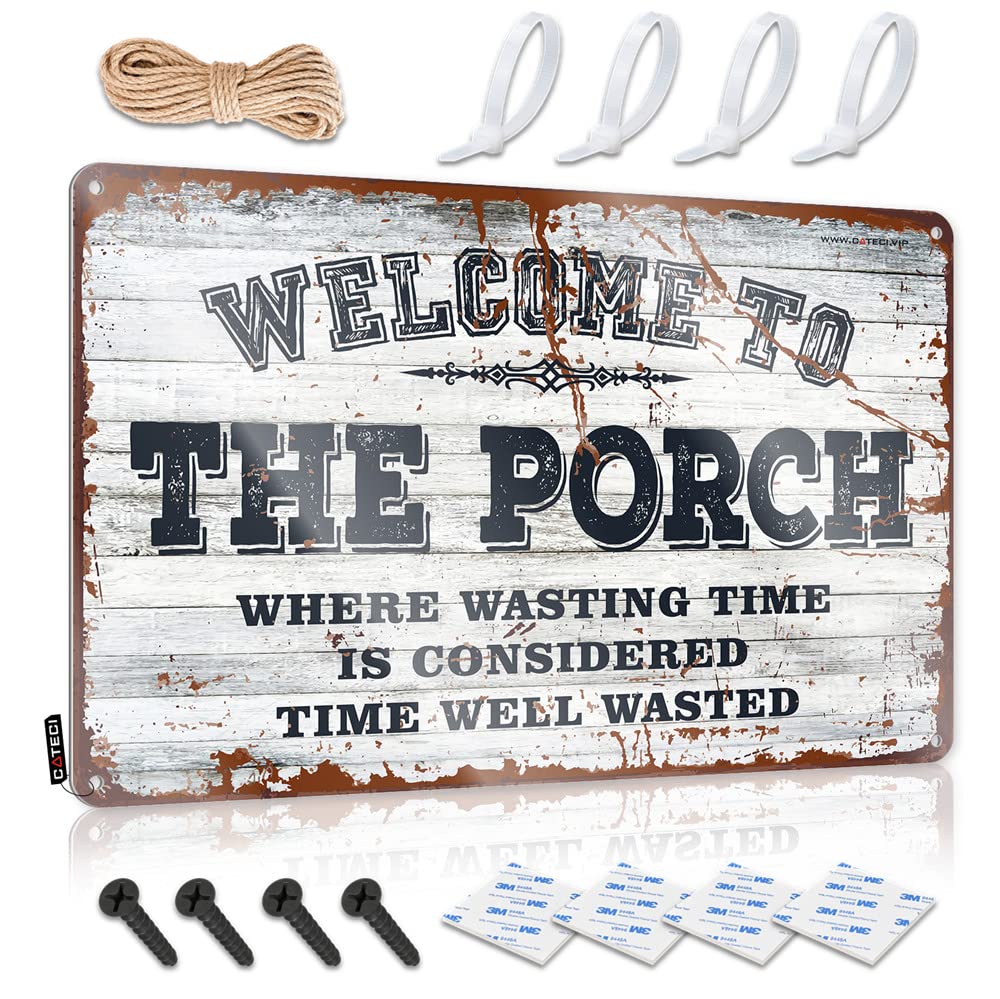 Funny Wall Decor Signs Welcome To The Porch Sign Metal Vintage Signs Metal Home Bar Signs(20X30CM)