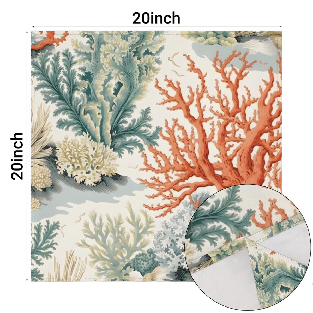 Stoffservietten Korallen-Koi-Fisch – 50,8x50,8 Cm, 100% Baumwolle, 4 Stück, Maschinenwaschbar