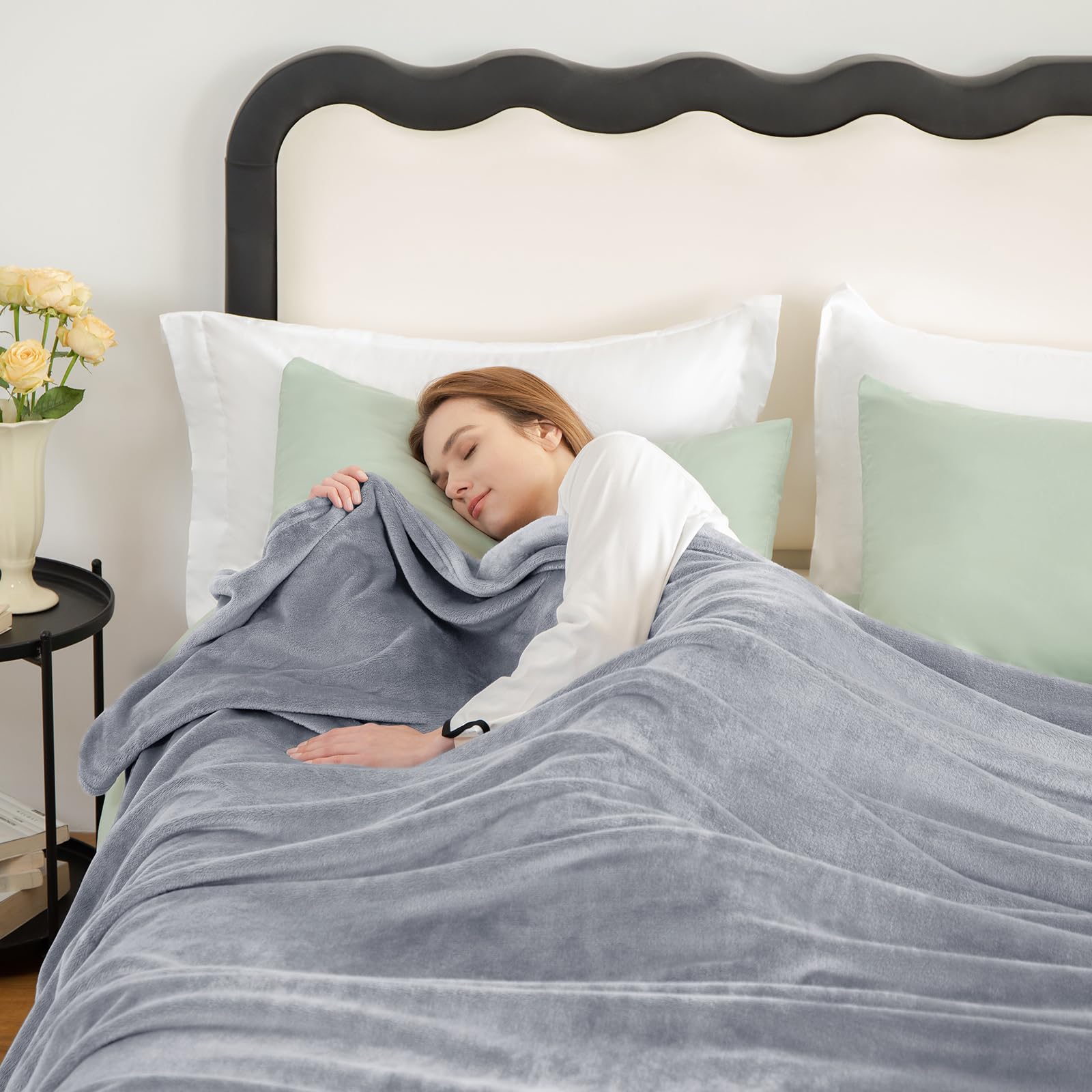 WAVVE Fleece Blanket Queen Size XL Light Grey 7ft x 8ft - Image 3