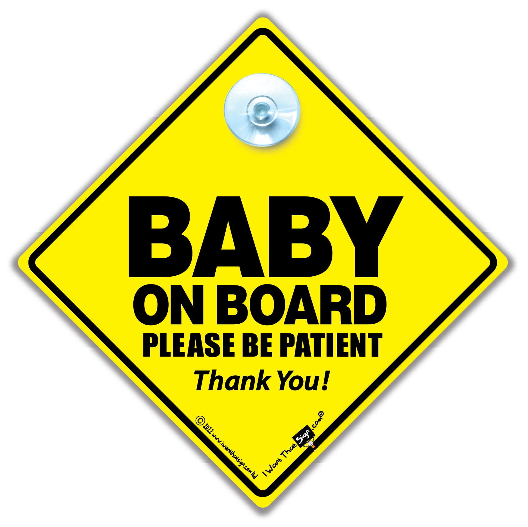Baby on Board Please Be Patient Car Sign with Suction Cup, Baby on Board Notice, 14cm