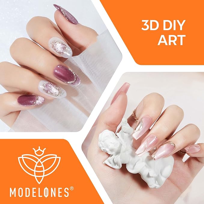 Modelones 3D Gel para Uñas, Esculpido, Moldeado, Pegamento para Charm y Rhinestone miniatura 6