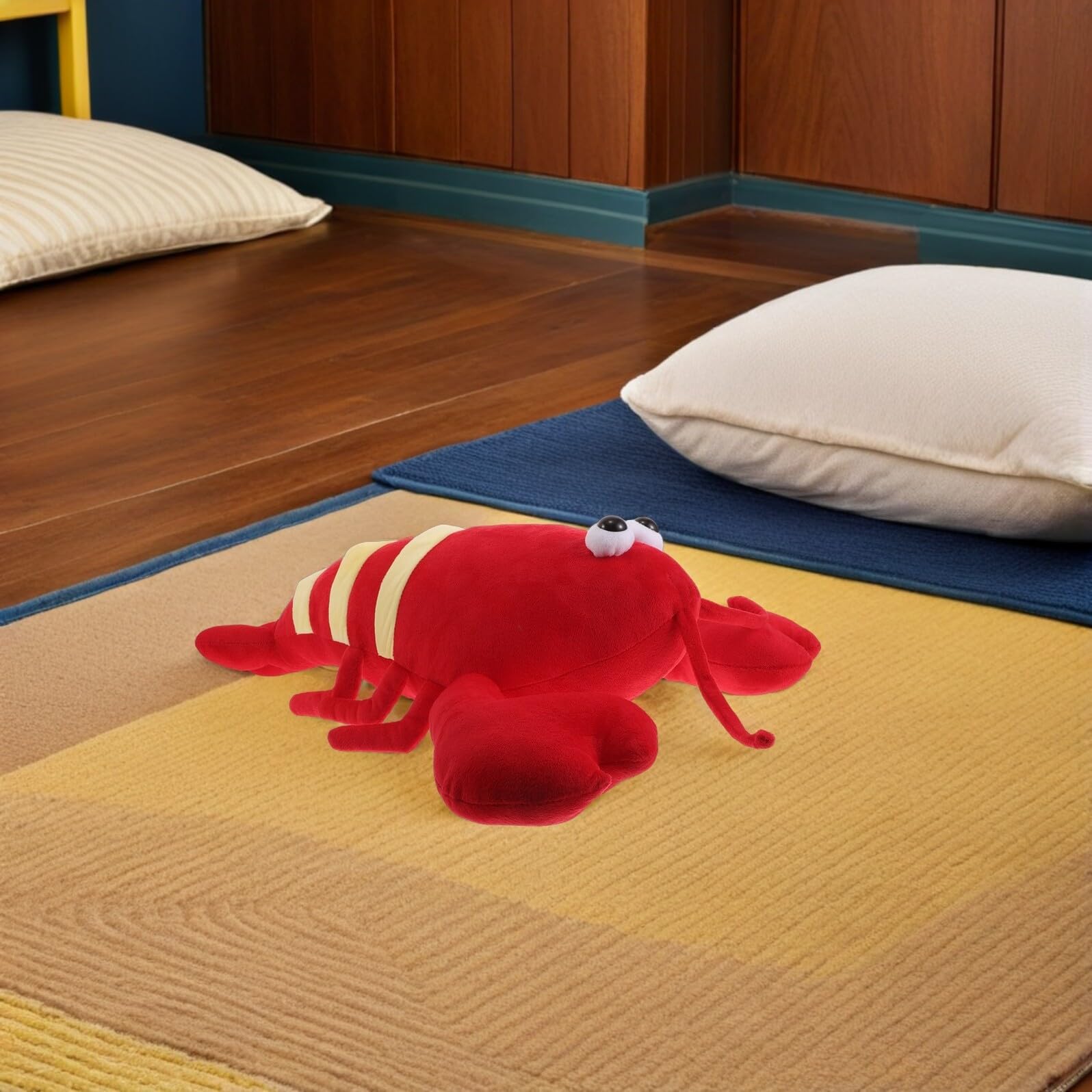 SHINEOFI Cuscino Peluche a Forma di Aragosta 60 Cm Morbido Imbottito in Lanugine e Cotone Pp, Decorazione Casa e Ufficio, Giocattolo Educativo, Lavabile in Lavatrice