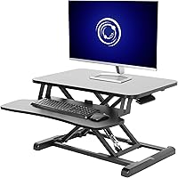 Vista 37 de VIVO Convertidor de escritorio de 32 pulgadas, Serie K, elevador ajustable de altura para sentarse y pararse, estación de trabajo para monitor dual