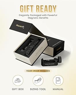 MagnetRX Magnetic Bracelets for Men - EllipseMAX 5X Strength 5,000 Gauss Magnets - Designed in USA & Patent Pending - Premium Titanium Mens Magnetic Bracelet & Adjustable Length (Black)