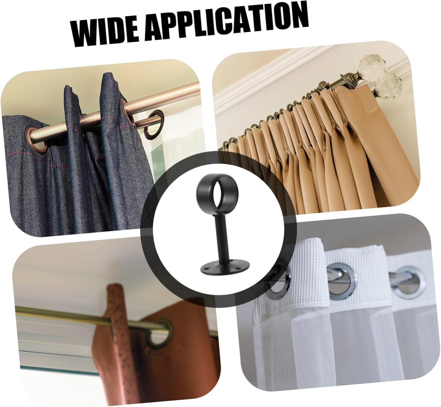 Cabilock 12pcs Stainless Steel Ceiling Mount Rod Holder for Ceiling Curtain Rods Brackets Hooks Hangers Wall Mount Support Bathroom Accessory