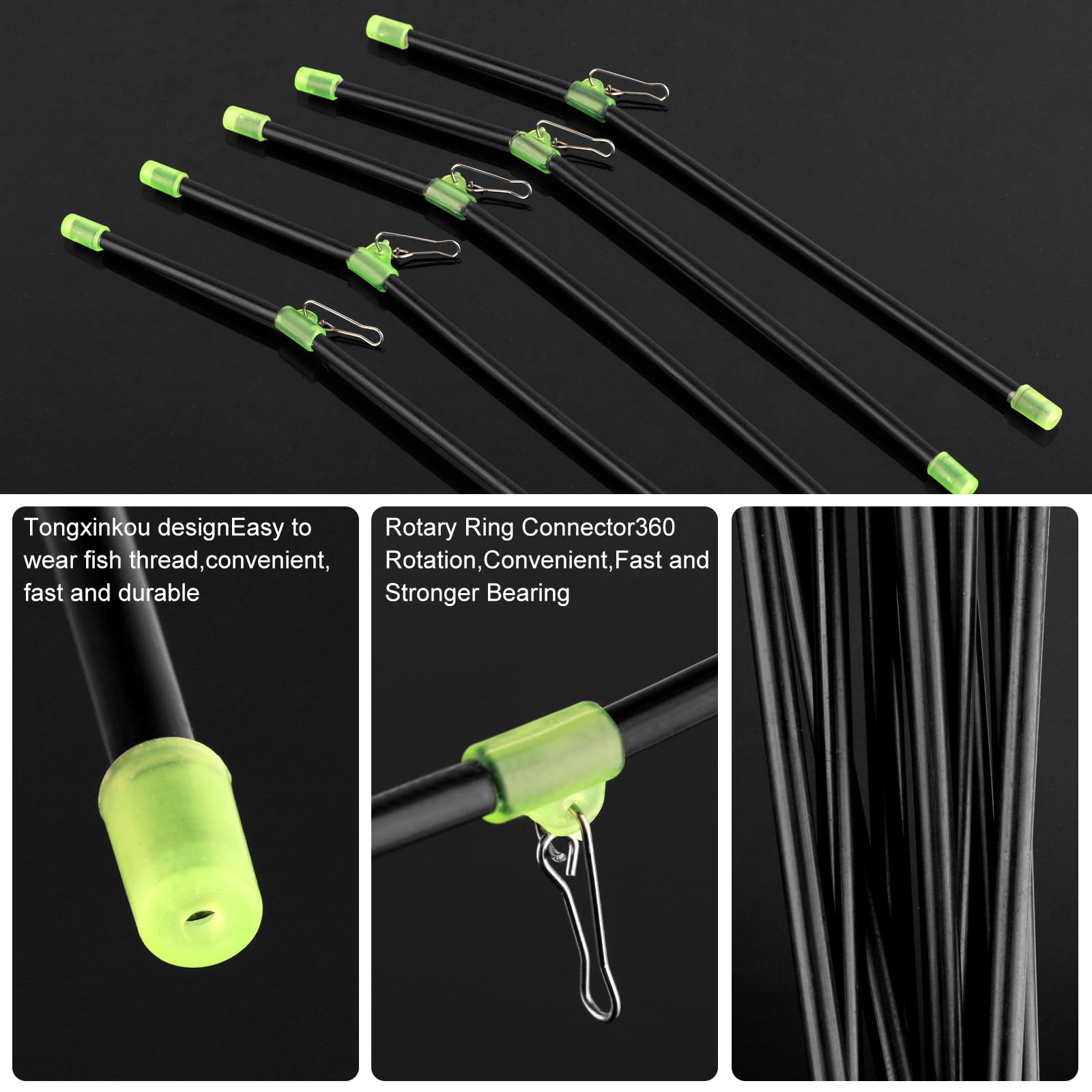 Annyswit 20 Pcs Anti Tangle Fishing Boom Tube with Snaps Fishing Balance Connector Fish Tackle Feeder Boom for Sea Beach Boat Carp Fishing Separate Main & Branch Lines to Prevent Entanglement - Image 3