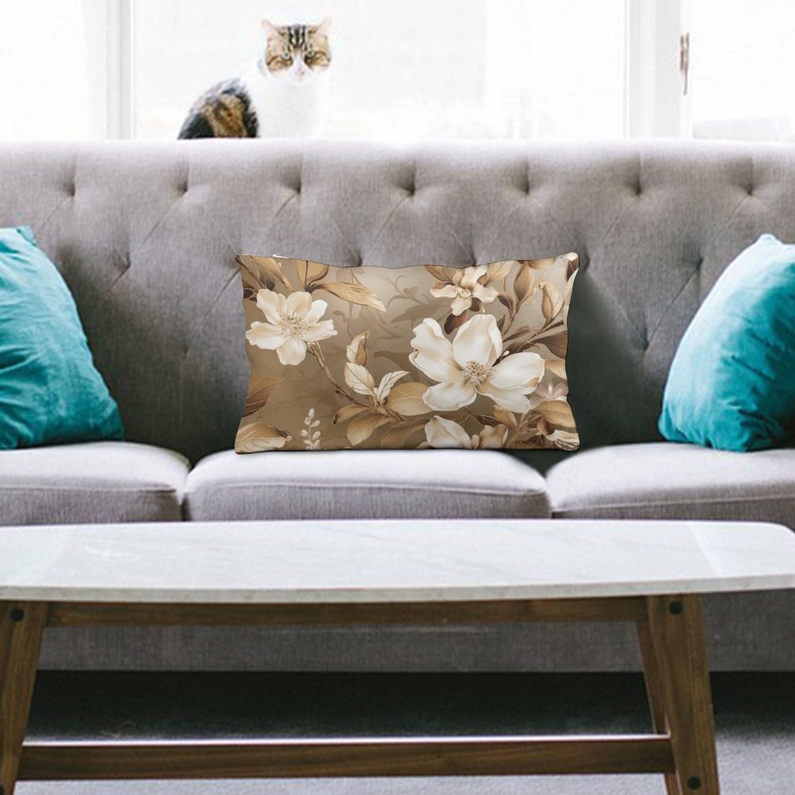 NTVOWPZO Decoration Throw Pillow Covers 8"x12" Pillowcases Covers Flower Leaves Soft Pillowcases Modern Farmhouse Home Decor Sofa Cushions Covers for Couch Bed Living Room