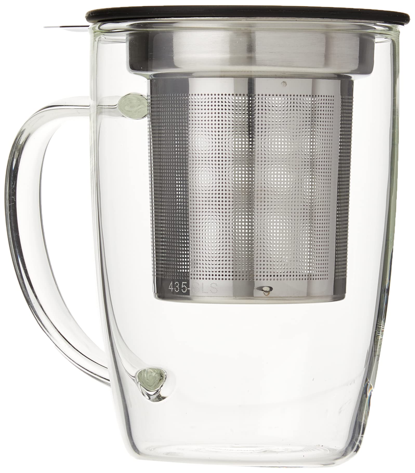 Tea People FORLIFE FNG-BLK NewLeaf Teebecher aus Glas mit Teesieb und Deckel, Schwarz