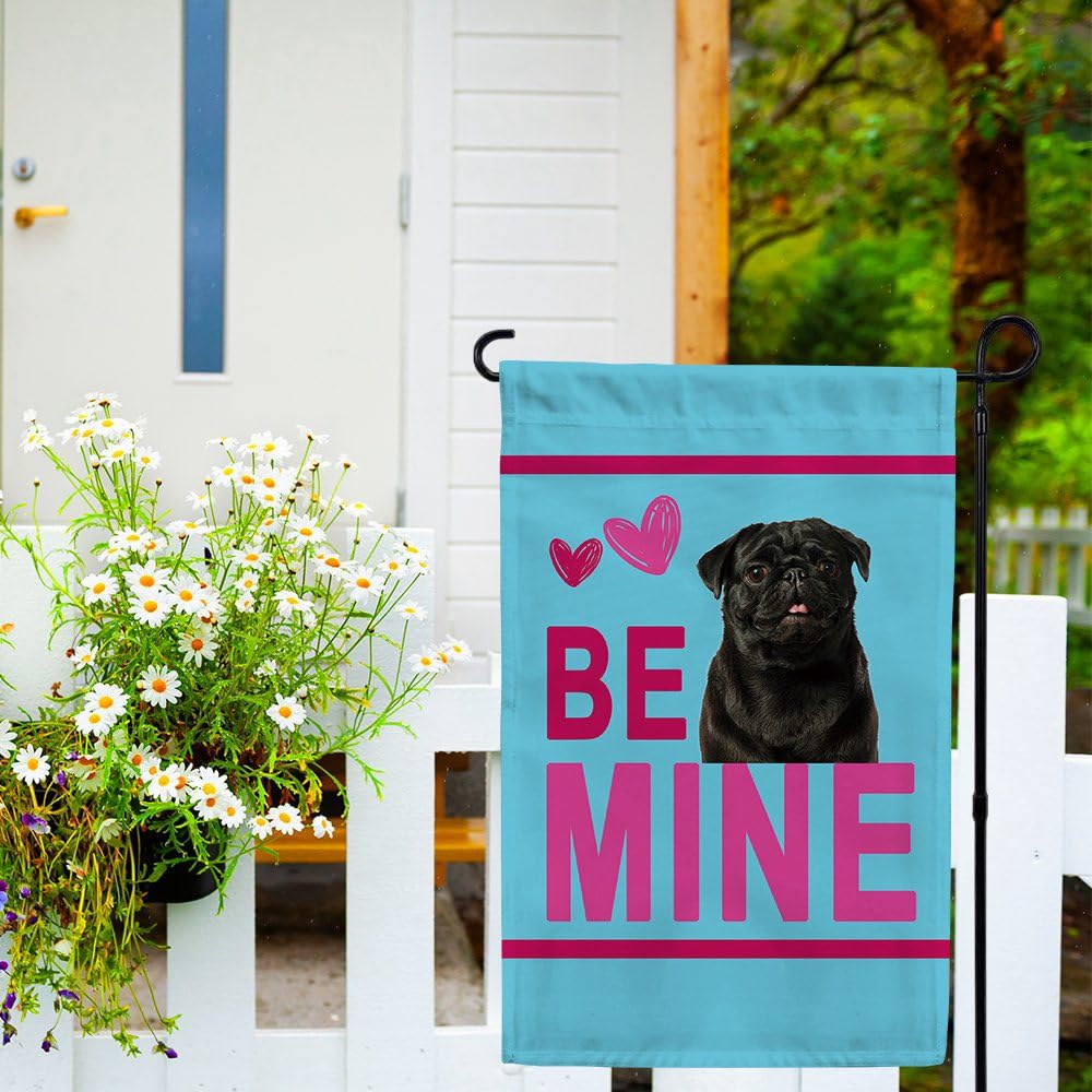 Be Mine Drapeau De Jardin De La Saint-Valentin Avec Pitbull Chiot