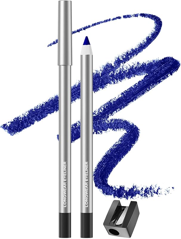 Erinde Navy Blue Waterproof Eyeliner Pencil with Sharpener, Long-Lasting Smudge-Proof Waterline Eye Liner Gel, High-Pigmented Smooth Creamy Eyeliner for Older Women, Vegan & Cruelty-Free, 07