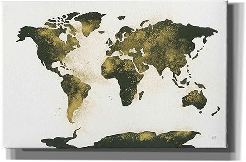 Miniatura 9 de Epic Graffiti 'World Map Gold Dust' por Chris Paschke, lienzo de arte de pared Giclée, 60 x 40 pulgadas