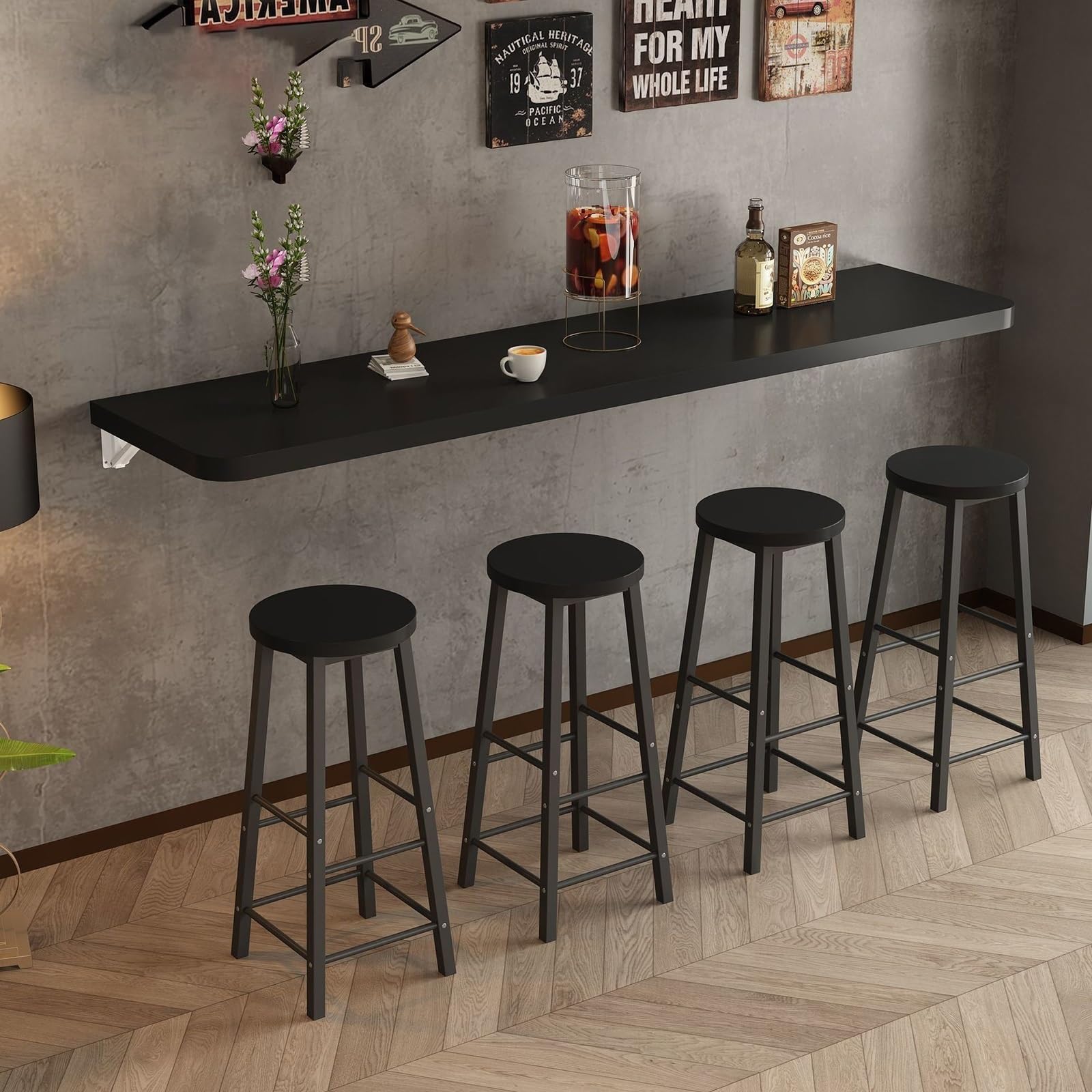 Établi pliant mural en fer table flottante bureau gain de place