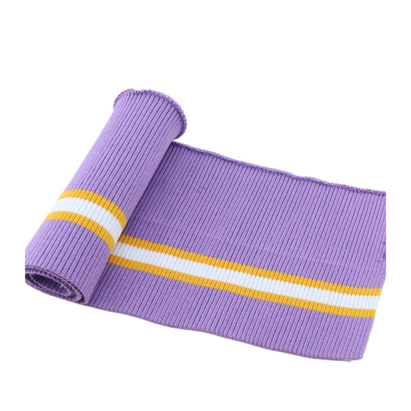 Ribbed Knit Cuff Cotton Spandex Stretch Knit Cuff Waistband Leg Arms Rib Trim Jersey Baseball Ribbed Fabric(Purple)
