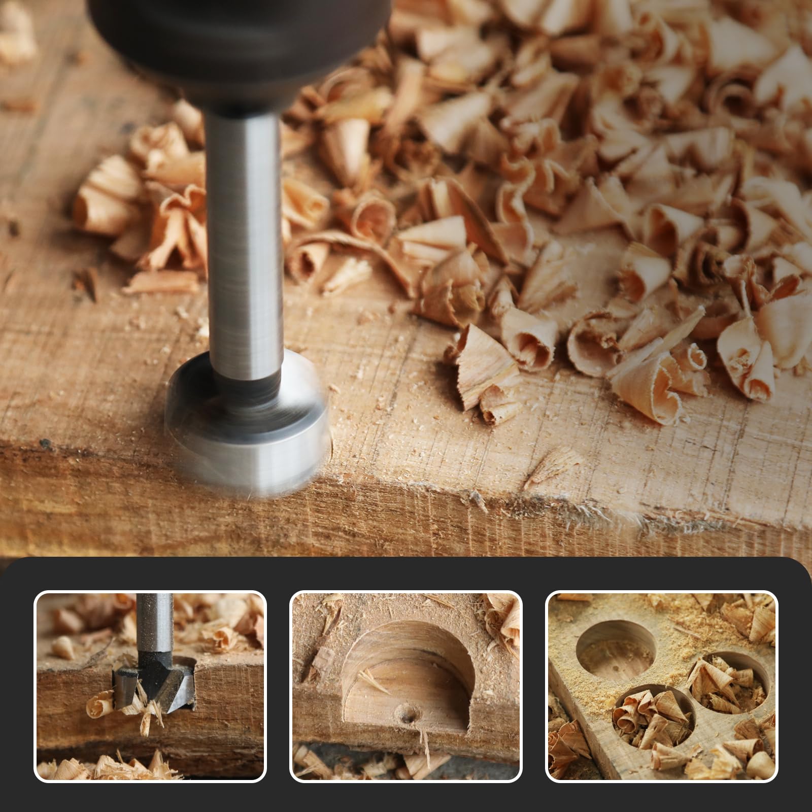 Forstnerbohrer 12mm per legno, Forstner Bits diametro 12mm, lunghezza 90mm con gambo tondo da 8mm
