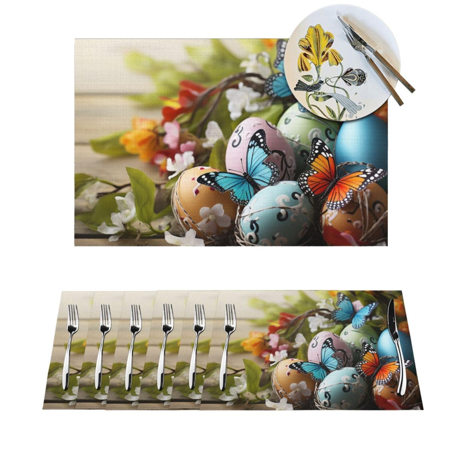 Set de table de Pâques en PVC lot de 4 napperons antidérapants lavables 30x45cm