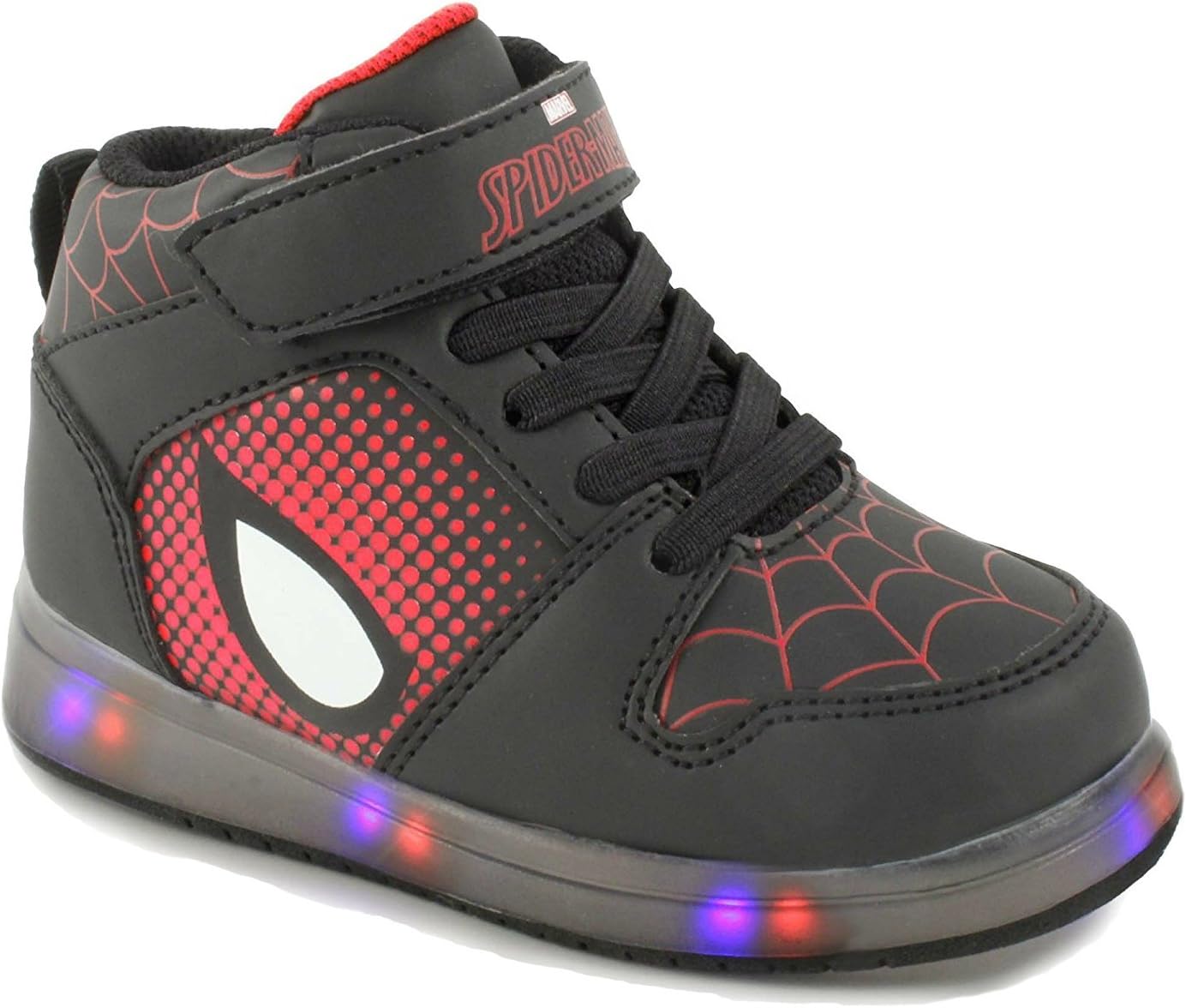 APRIXIATE Marvel Ultimate Spiderman Boys Light Up Hi Top Athletic Shoe (Toddler/Little Kid) (10 Toddler M) Black/Red