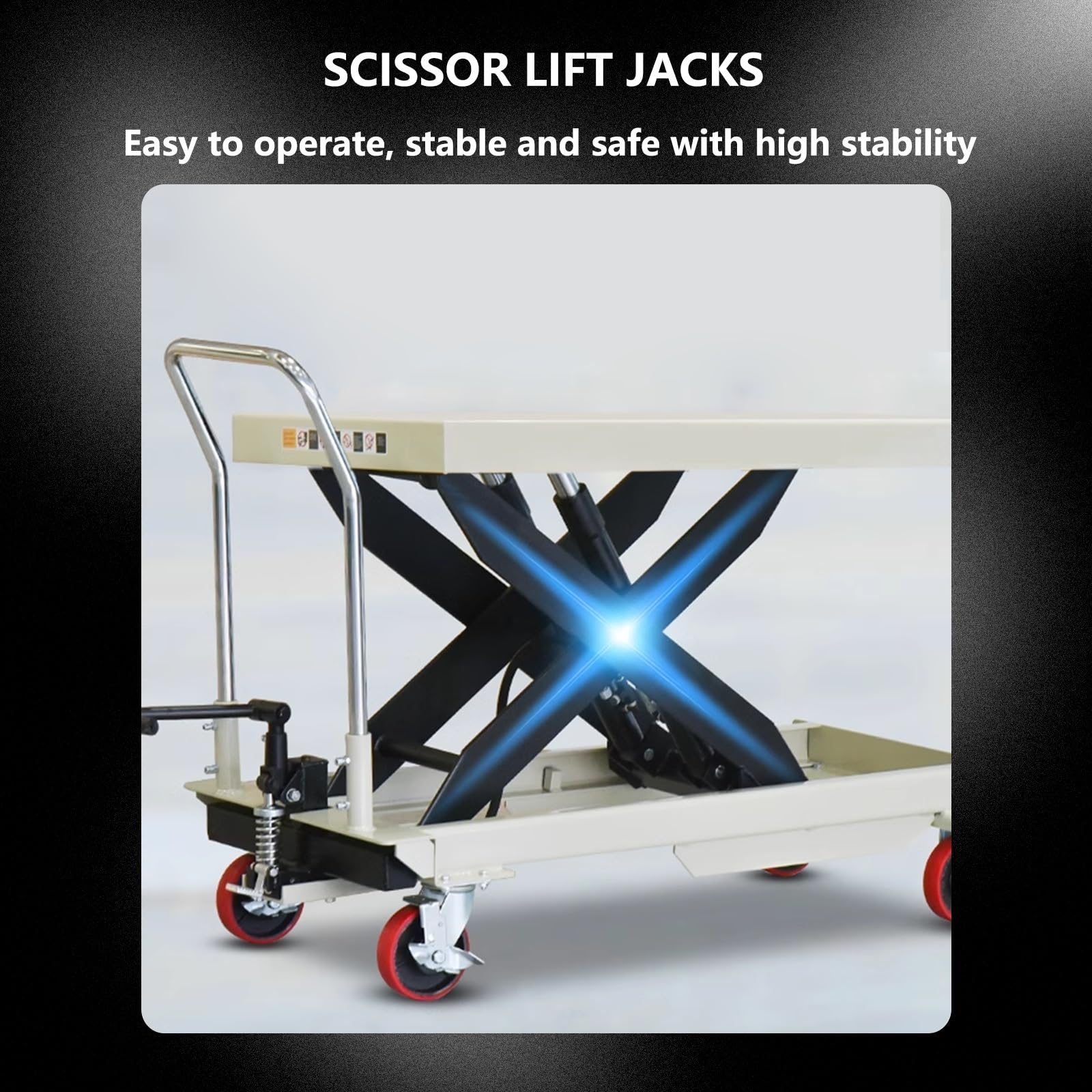Mesa elevadora de tijera,elevador de tijera de 500 kg,altura de la mesa elevadora 90 cm,carro elevador hidráulico manual,carro elevador con 4 ruedas,adecuado for fábricas,almacenes y supermercados