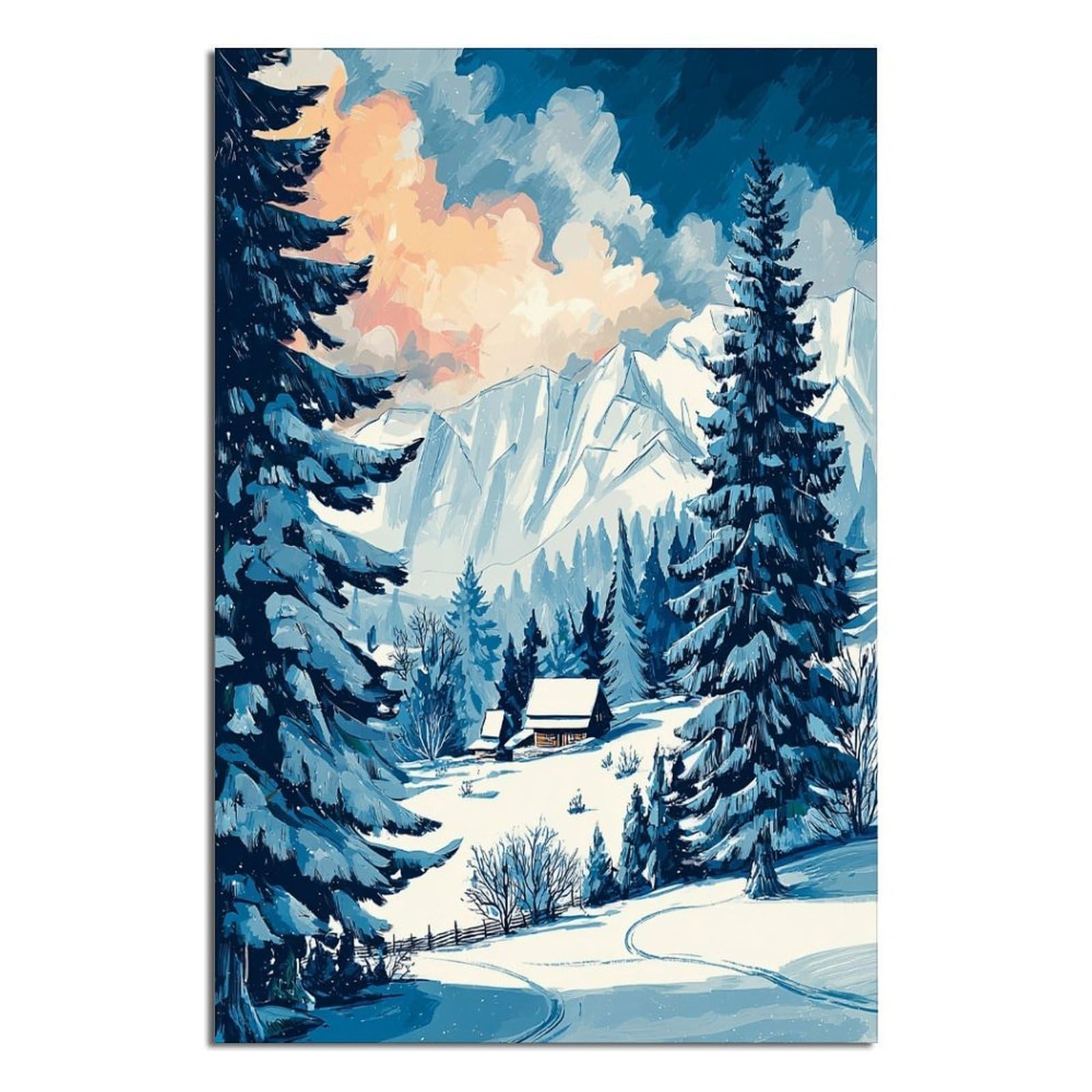 Kitzbuhel Ski Poster 20x30inch(50x75cm) Vintage Watercolor Canvas Art