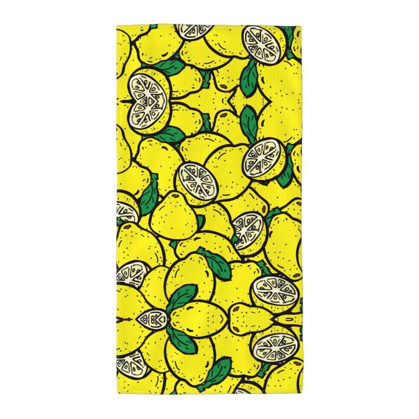 Yellow Lemon1 Soft Absorbent Long Towel For Gym Sports Picnic Leisure Use
