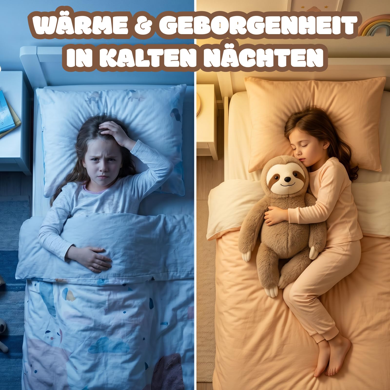 2.5Kg Faultier Gewichtetes Plüschtier Kuscheltier, kuscheliges Stofftier für Erwachsene Kinder, Weiches Plüschkissen für Umarmungsgefährte zur Angstlinderung und Schlafunterstützung (65cm)