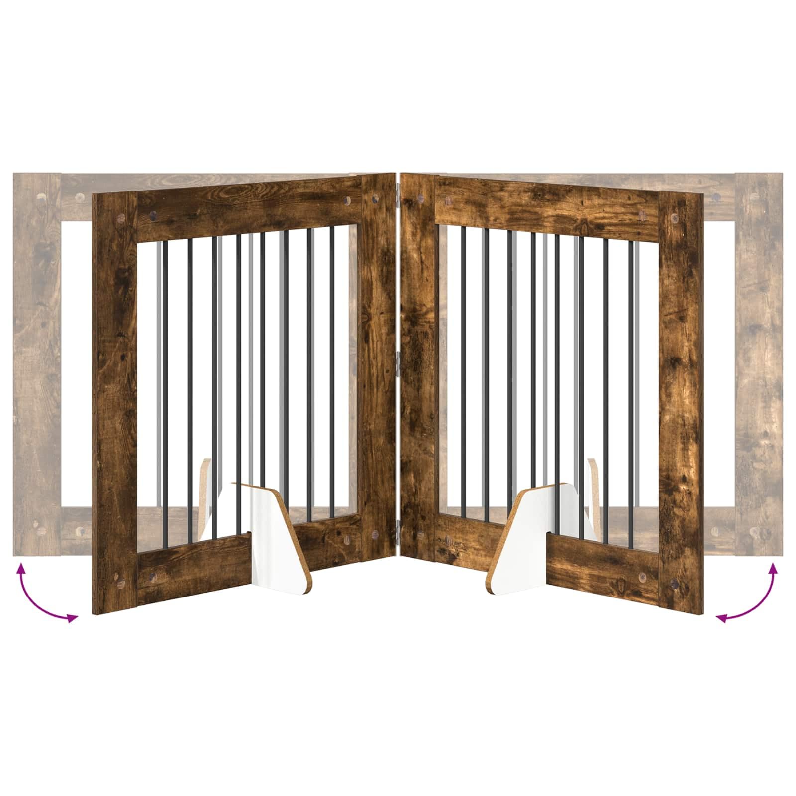 Portería para perros con soporte, 2 piezas de roble ahumado, 80 x 80 cm, plegable, portátil, interior y exterior, resistente, seguro para cachorros y perros protección de entrenamiento