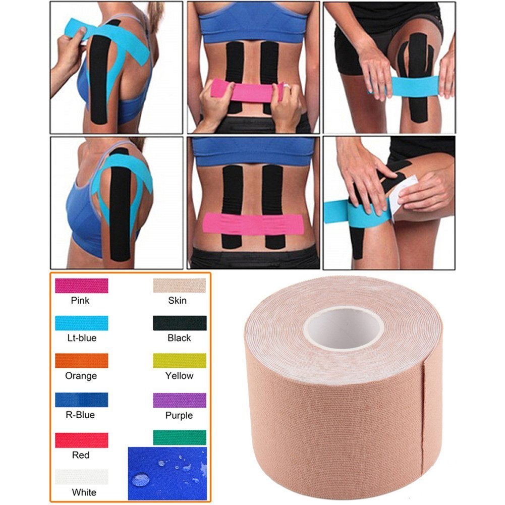 Kinesiology Tape - Pain Relief Adhesive - Best Therapeutic Muscle Support Aid - Sports Wrap for Knee Elbow