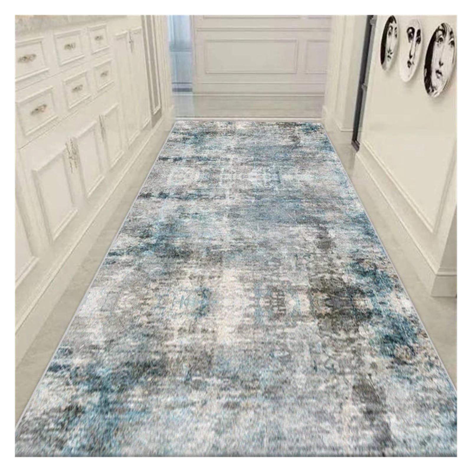 Alfombra de pasillo abstracta y moderna de 80x200cm en color gris