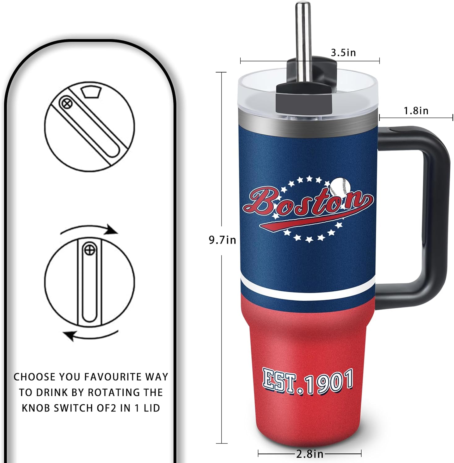 Tumbler 30oz Straight Skinny Car Cups With Insulated Cup Sleeve Portable Handle, Sports Travel Coffee Mug, Stainless Steel, Insulated,Classic Collection Gifts for Fans - Image 3