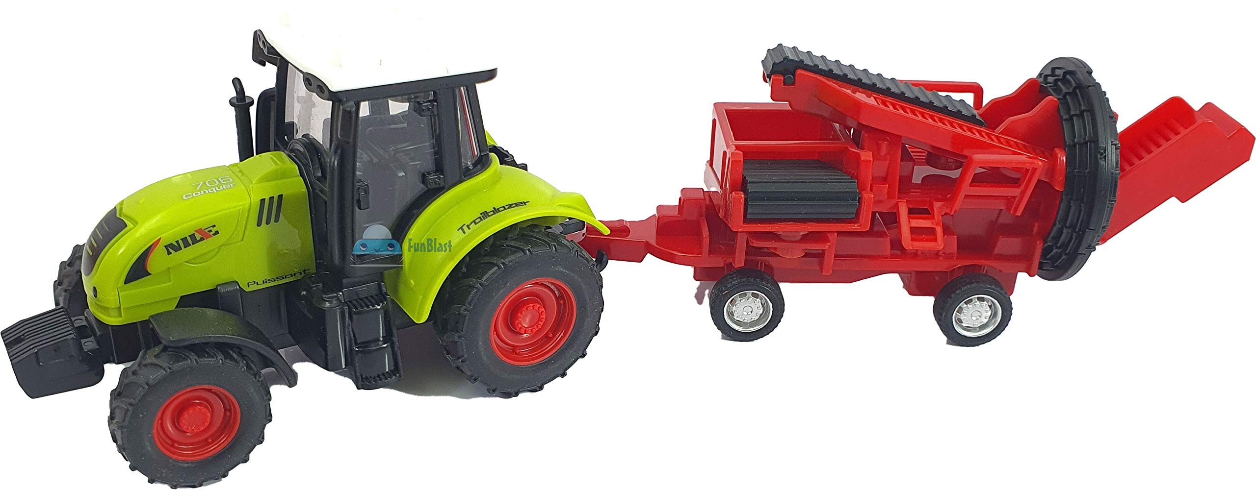 FunBlast Stone Crusher Tractor with Trolley Toy for Boys; Friction Power Truck Vehicle Toy for Kids - Multicolor