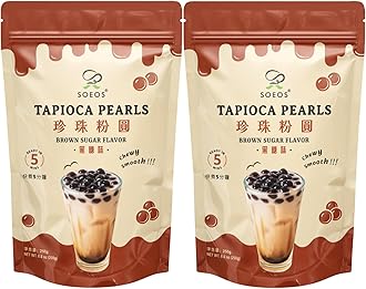 Soeos Boba Pearls, Black Tapioca Pearls 8.8 oz (Pack of 2), Black Sugar Flavor Boba Pearls for Bubble Tea, Smoothies & Desserts β Sweet, Chewy, and Ready to Cook