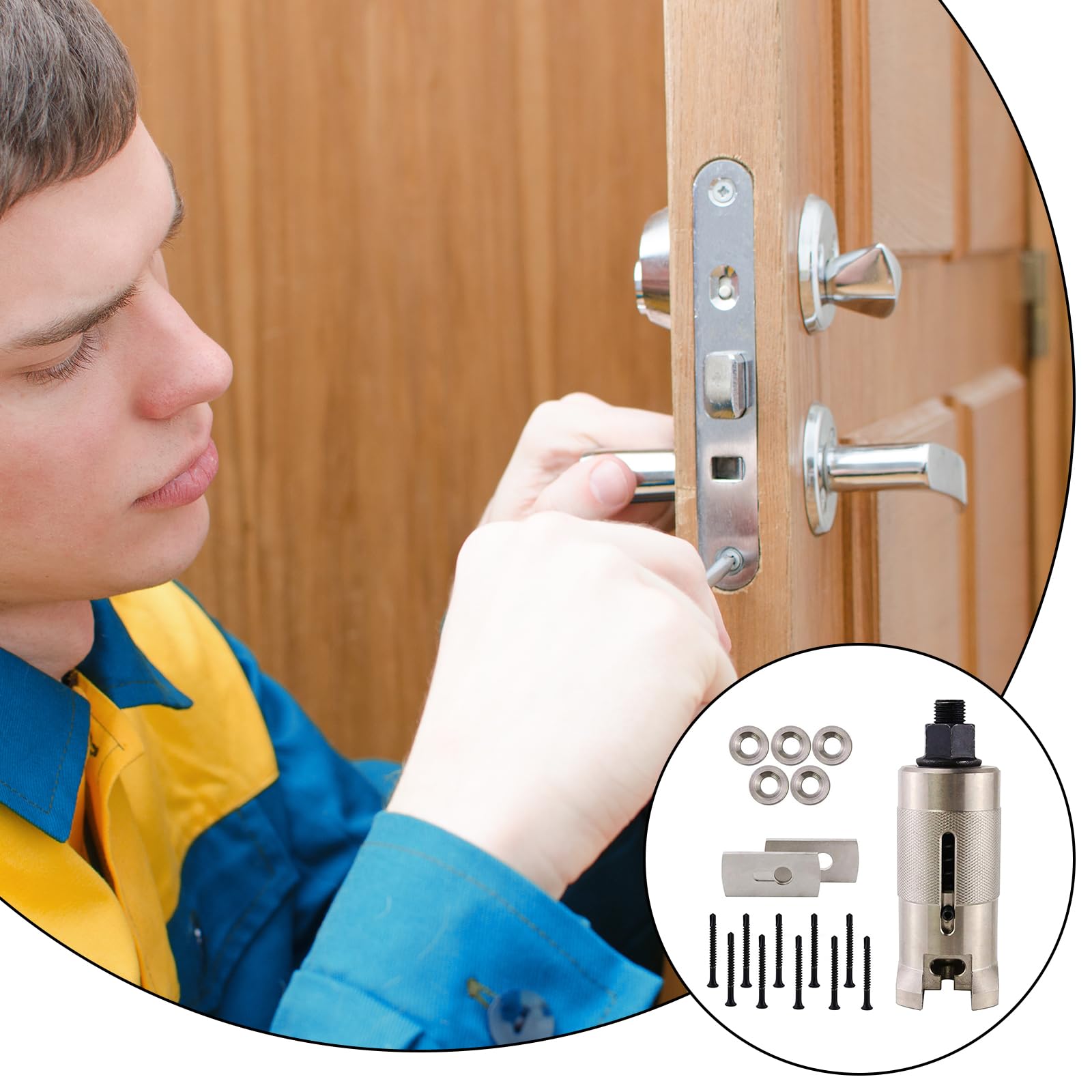 Estrattore Cilindrico, Set di Utensili per L'apertura Delle Porte in Acciaio Inox con 5,5 mm Viti Piastre di Estrazione e Anelli di Tenuta Estrattore di Cilindro Serratura per Tutti Tipi di Serrature