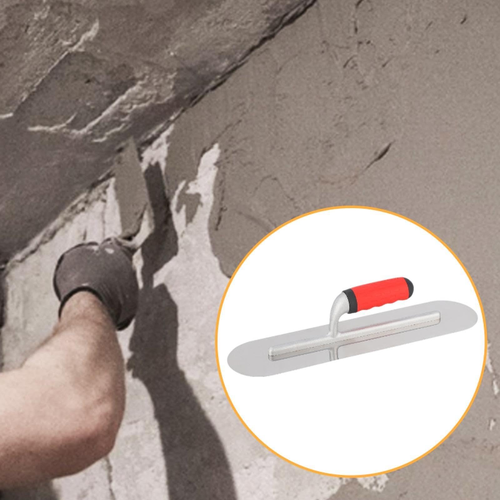 Gralara Cazzuole a Testa Tonda, Frattazzo per Finitura in Acciaio Inox Lucidato a Specchio, Frattazzo per Rasatura per Cartongesso per Rivestimento Di Calcestruzzo, Stucco, Intonaco, 40 Cm X 10 Cm