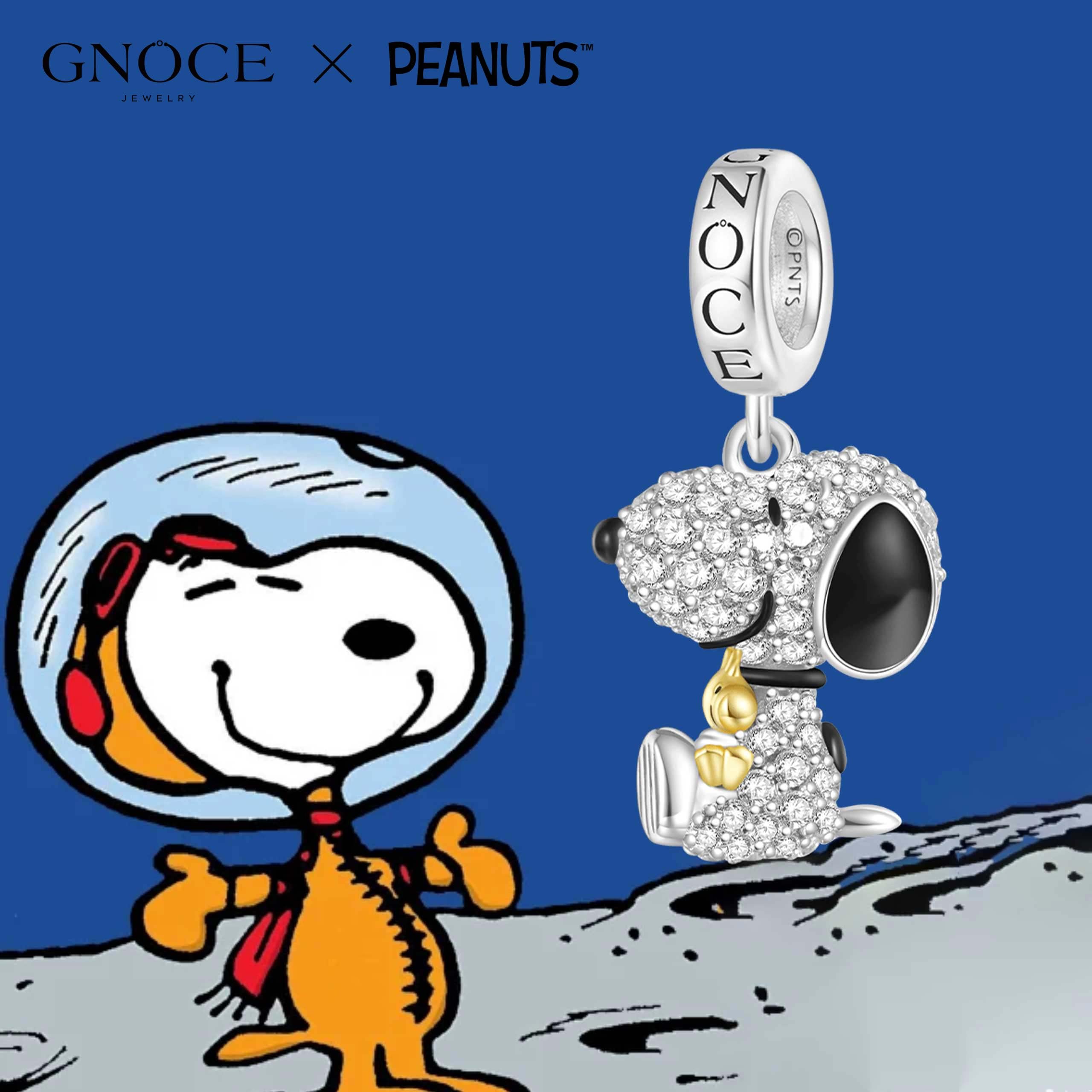 GNOCE Charm Anhänger Peanuts Snoopy Umarmung Woodstock Diamant Anhänger 925 Sterlingsilber Beads Charms für Frauen und Mädchen Schmuckgeschenk für Fans