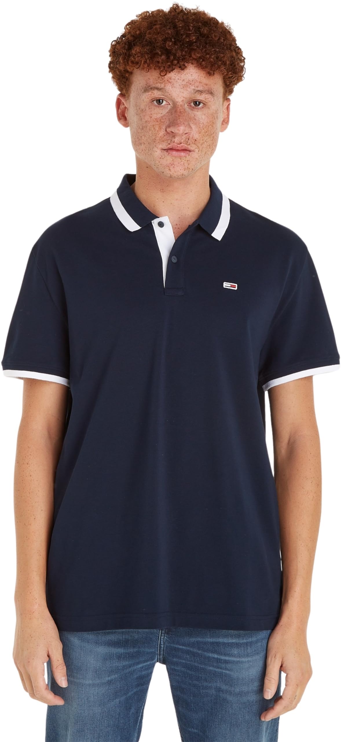 Tommy Jeans Men's Dark Night Navy Tjm Reg Solid Tipped Polo S/S Polos, Xs