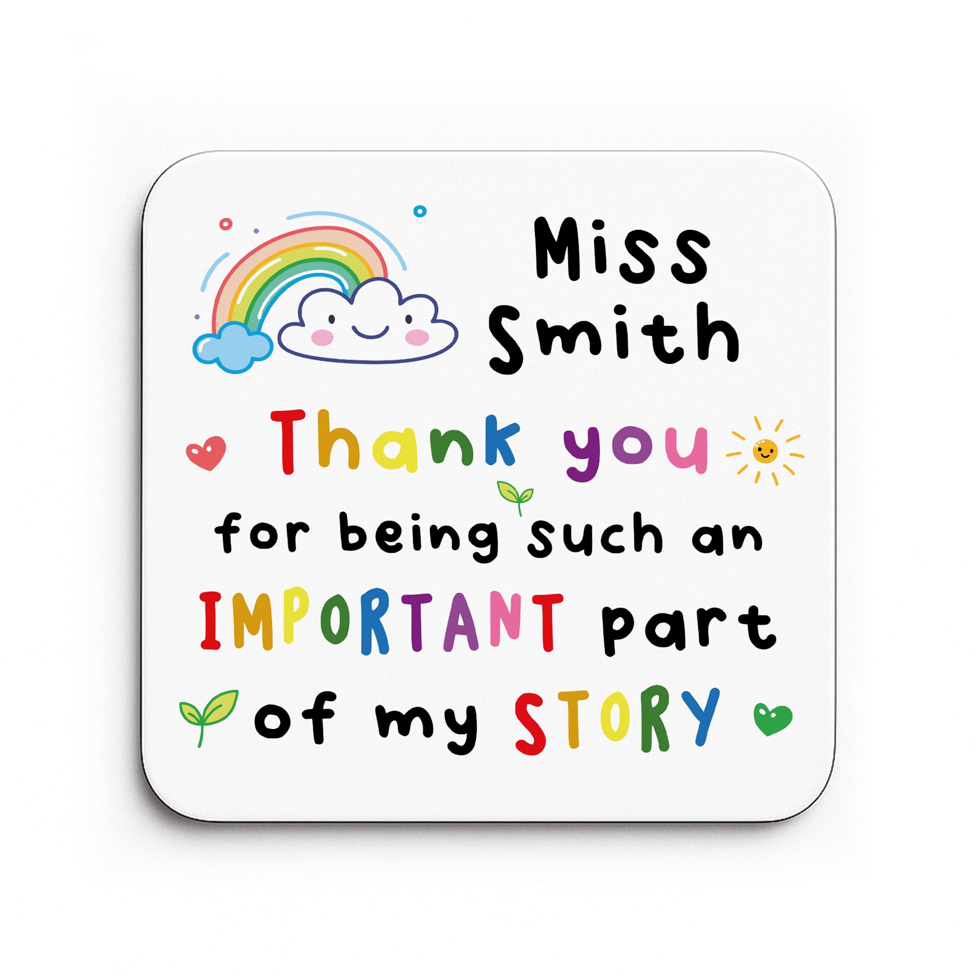 Red Ocean Teacher Coaster PERSONALISED Important Part Of My Story Teacher Appreciation Gift For Thanks Leaving School Nursery Gift From Student Child Keepsake