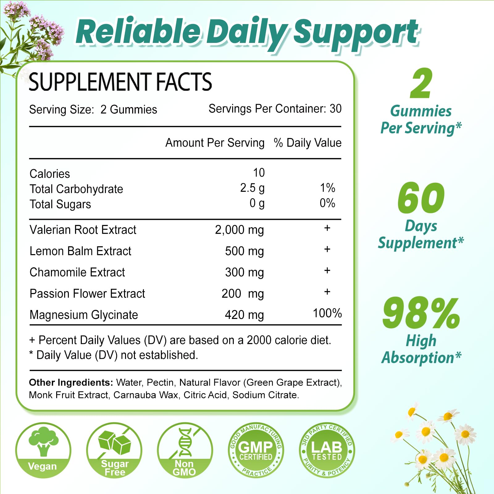 Organic Valerian Root Gummies for Sleep, Melatonin Free, 60 Count — Amazon image 8