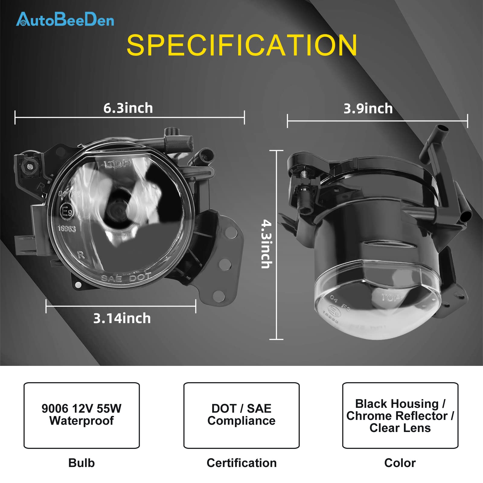 Reflektor przeciwmgielny do BMW serii 5 (E60 E61, 525i 525xi 528i 528xi 530i 530xi 535i 545i 550i), 07/2003-09/2010, wszystkie tylko do pakietu M zderzak/M Tech Sport (przezroczysty)