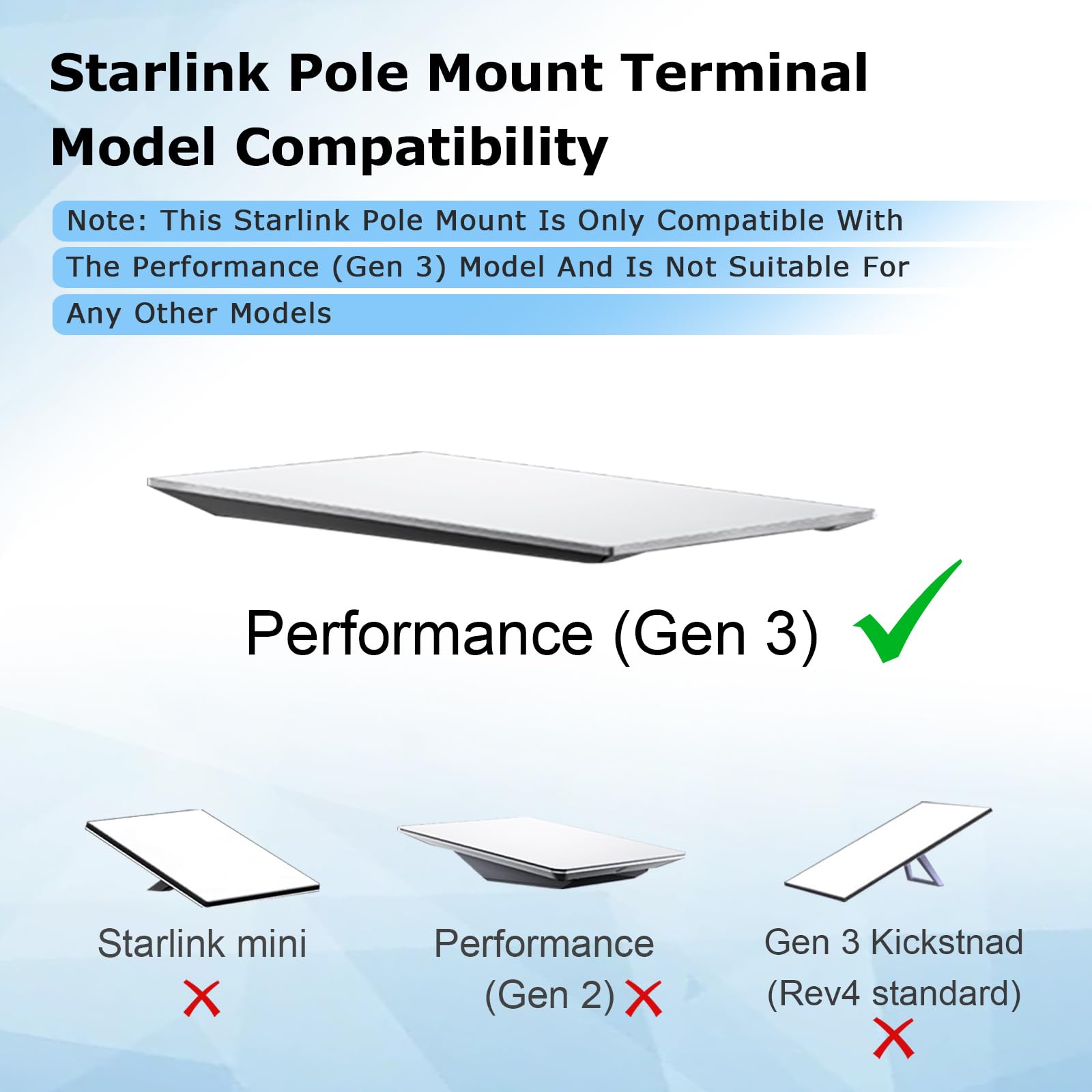 Starlink Performance Gen 3 Adaptateur de tuyau, Starlink Performance Pole Mount