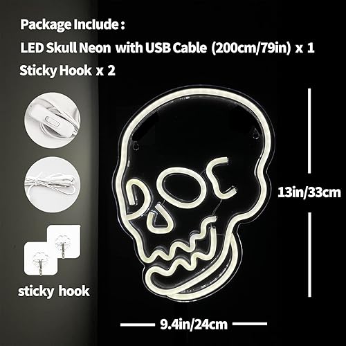 Miniatura 2 de Letreros de neón LED blancos, luces LED de neón USB para pared, decoración de Halloween, sala de juegos, bar, Halloween, Navidad, cumpleaños,