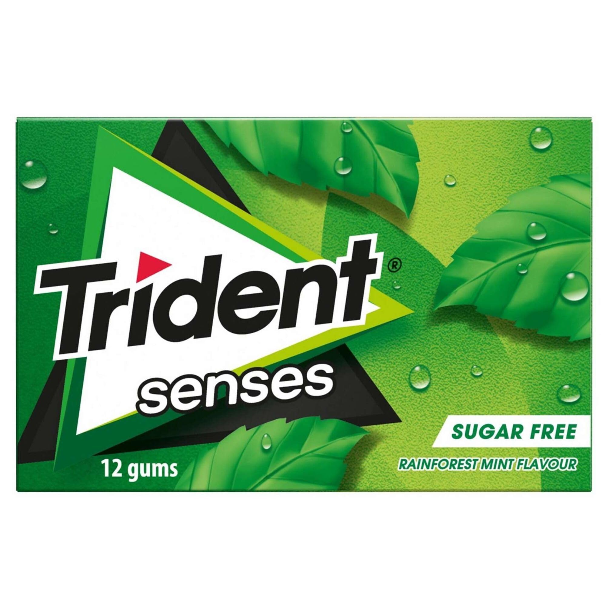 Trident Senses Miscela di gomme da masticare | Senza zucchero | Gusto Anguria Sunrise | Gusto mix tropicale | Gusto Menta Foresta Pluviale | Gusto Festa dei Frutti di Bosco | 12 confezioni (12 x 12 co