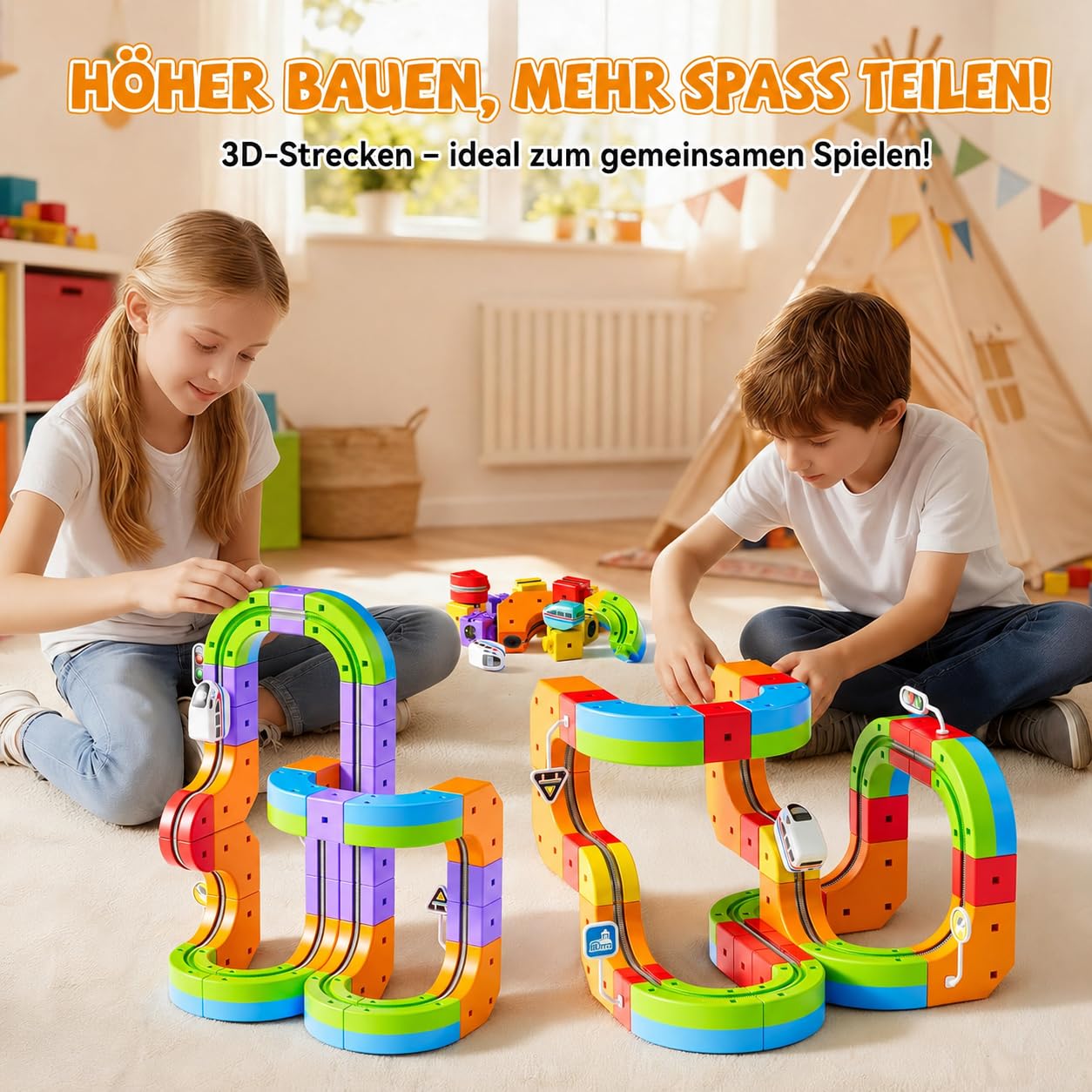 Umikk Click Rail Electric Train Set, 88 PCS Magic Rail Track (88 pièces) | Cube Track flexible DIY avec conduite anti-gravitation, jouet éducatif STEM pour garçons et filles à partir de 3 ans
