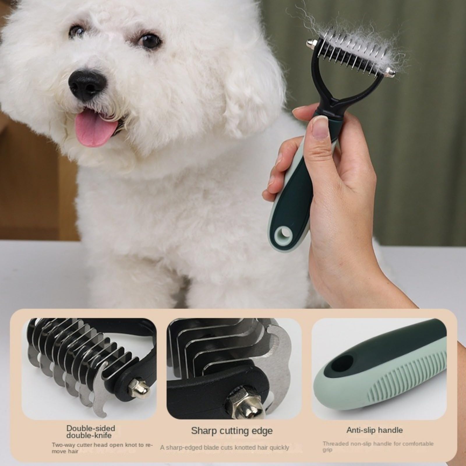 Haustierkamm-Set, Schönheitsschere for Katzen und Hunde, Nadelkamm zur Haarentfernung, Badebürste, Knotenkamm, Katzennapf, Zahnbürste for Hundebecken/655