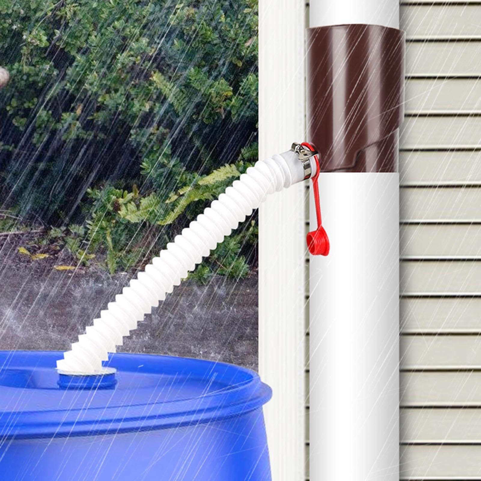 DOITOOL Regenwasser-Sammelsystem – Fallrohrumsteller, Weiß, Kunststoff, Für Regenfässer, Innendurchmesser 75 Mm