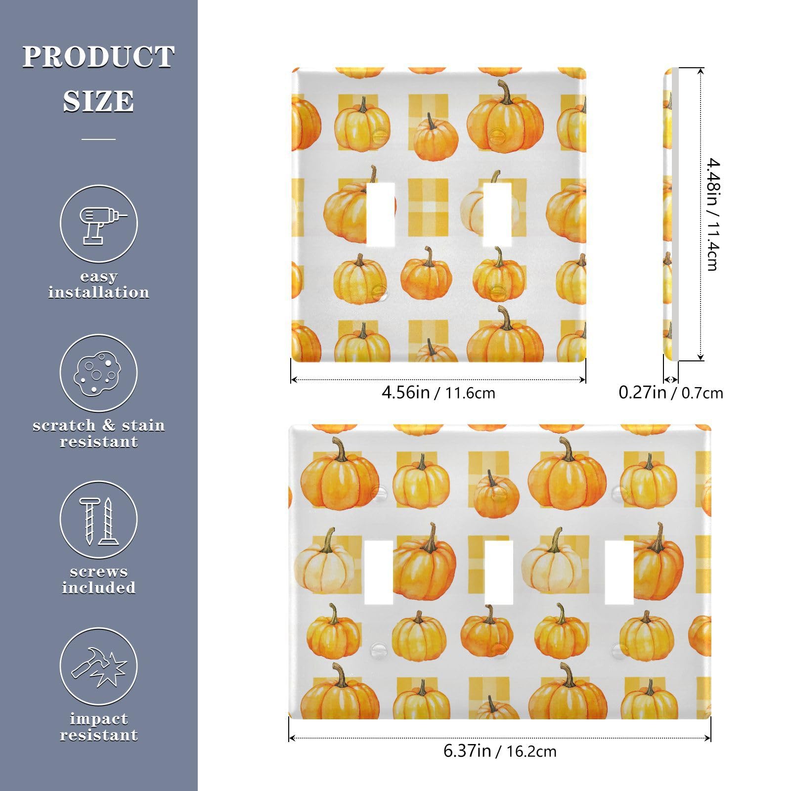 UMIRIKO Fall Pumpkin Thanksgiving Autumn Light Switch Cover Plate Covers Decorative Double Toggle Home Decor 202b7152