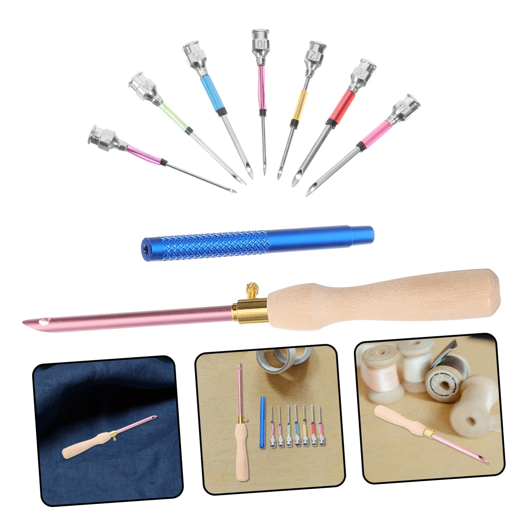 TOVINANNA 5ensembles Set De Aiguilles à Poinçonner Métalliques Pour Broderie Kit De Couture Pratique Pour Débutants Et Adultes Outils De Point De Croix Et Broderie