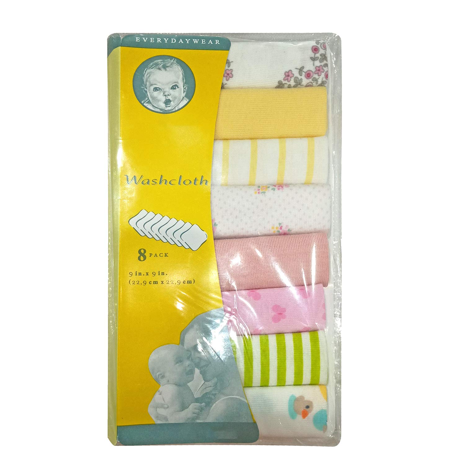 BAAL Baby's Cotton Face Towel Reusable Absorbent Wipes Set of 8 Pcs (Multicolor)